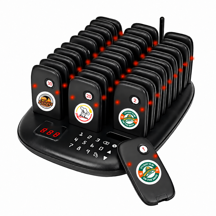 WPS175-30 Restaurant Guest Pager System NZ AU: Slim Rechargeable Pager Kits