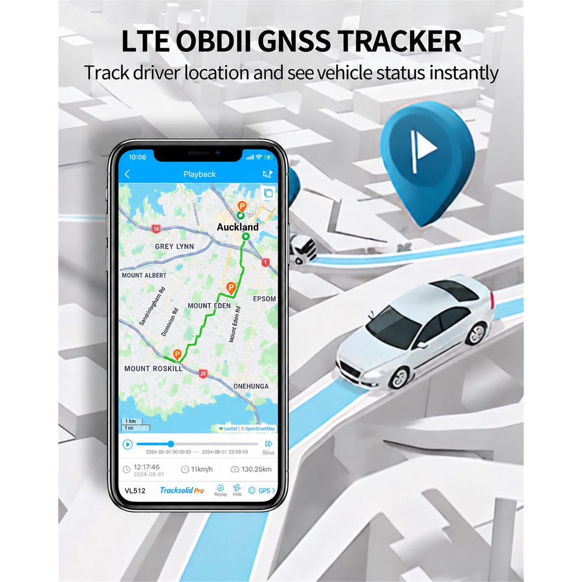 TracksolidPro app route playback for VL512 LTE OBD II tracker - Pagerme