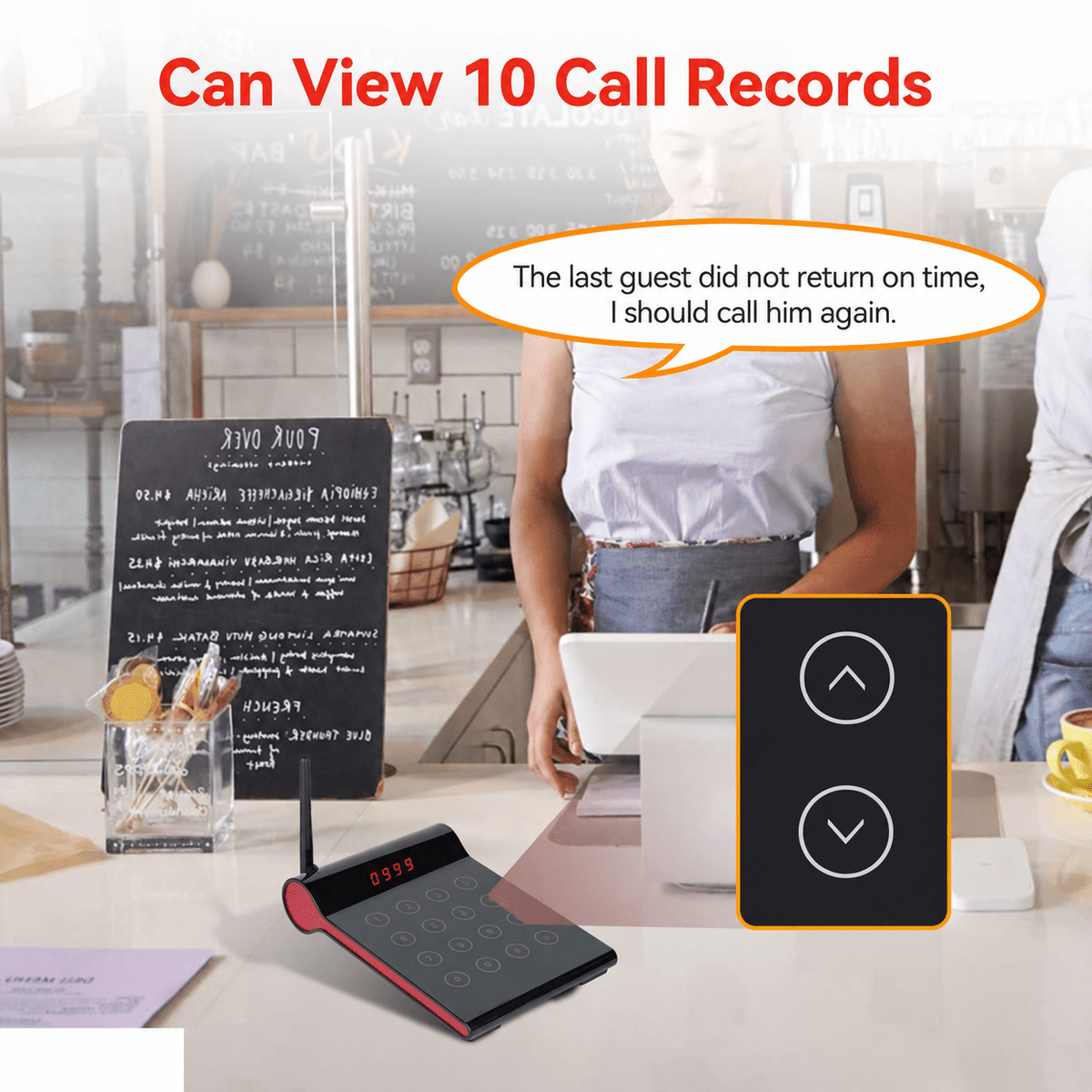WPS164 Wireless Square Pager System Guest Buzzers, 800m Long Range - Pagerme