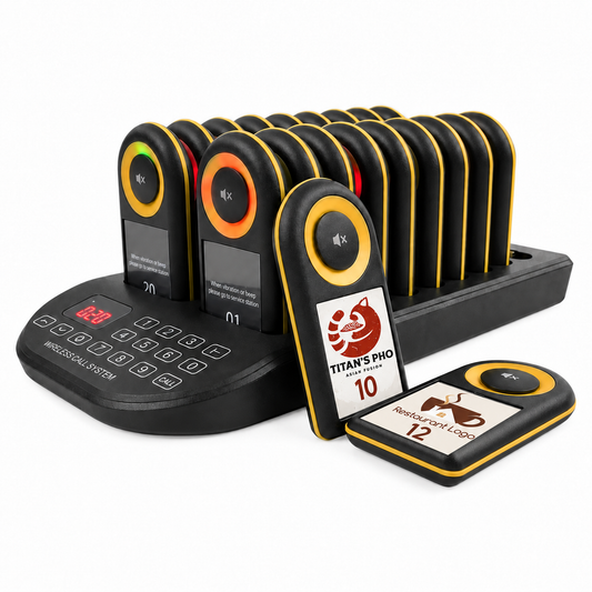 WPS169 Wireless Slim Paging System with 20 Pagers, Reliable Calling Range up to 500m