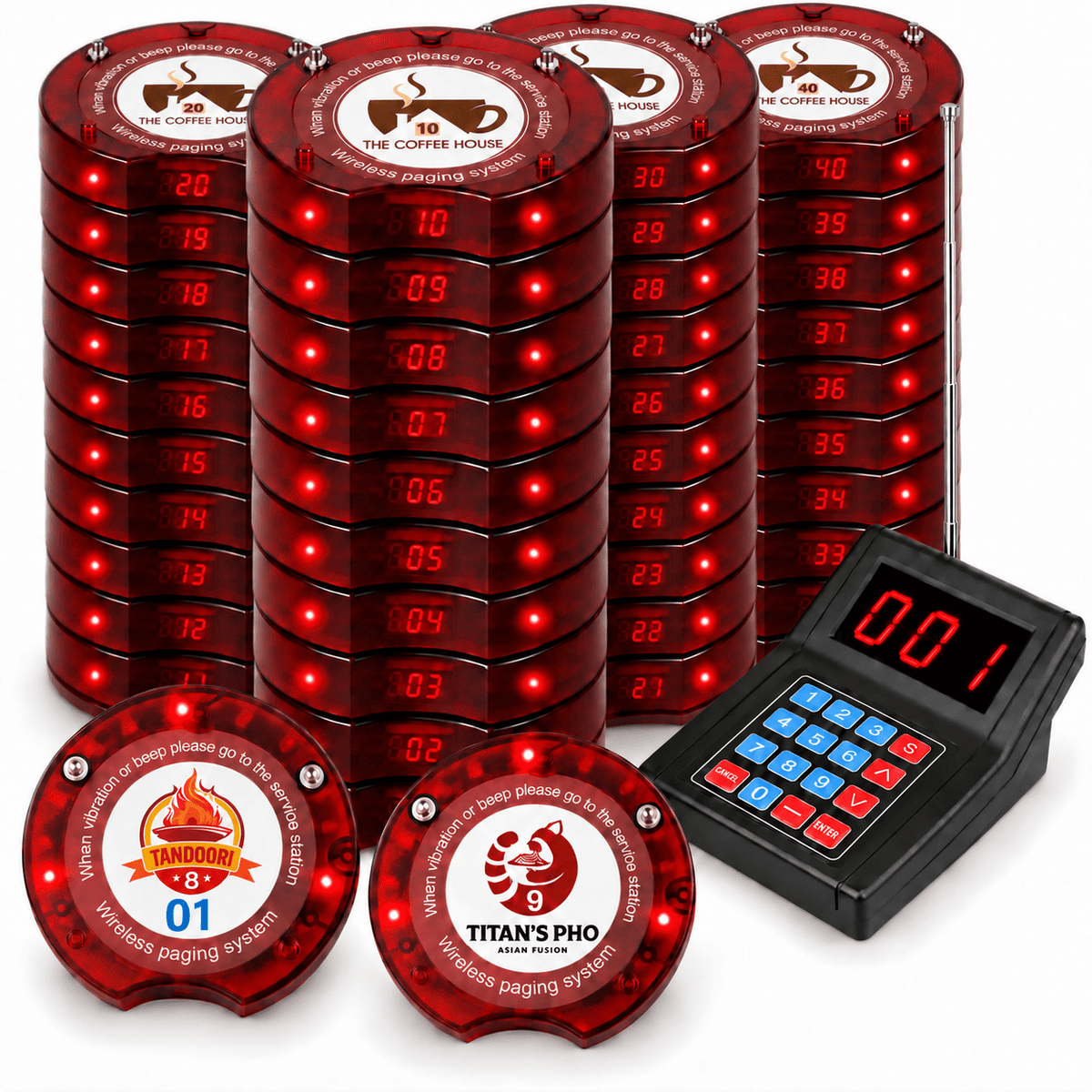 WPS165 Wireless Coaster Pager System Guest Buzzers with 400m Range - Pagerme