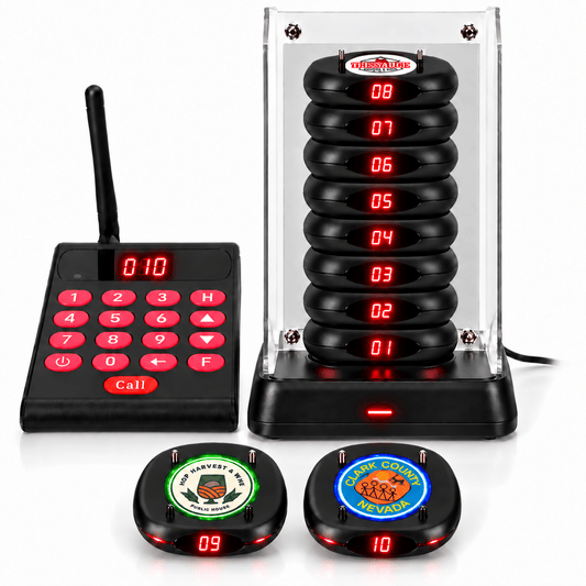 WPS161 Wireless Coaster Pager System Guest Buzzers with 500m Range - Pagerme
