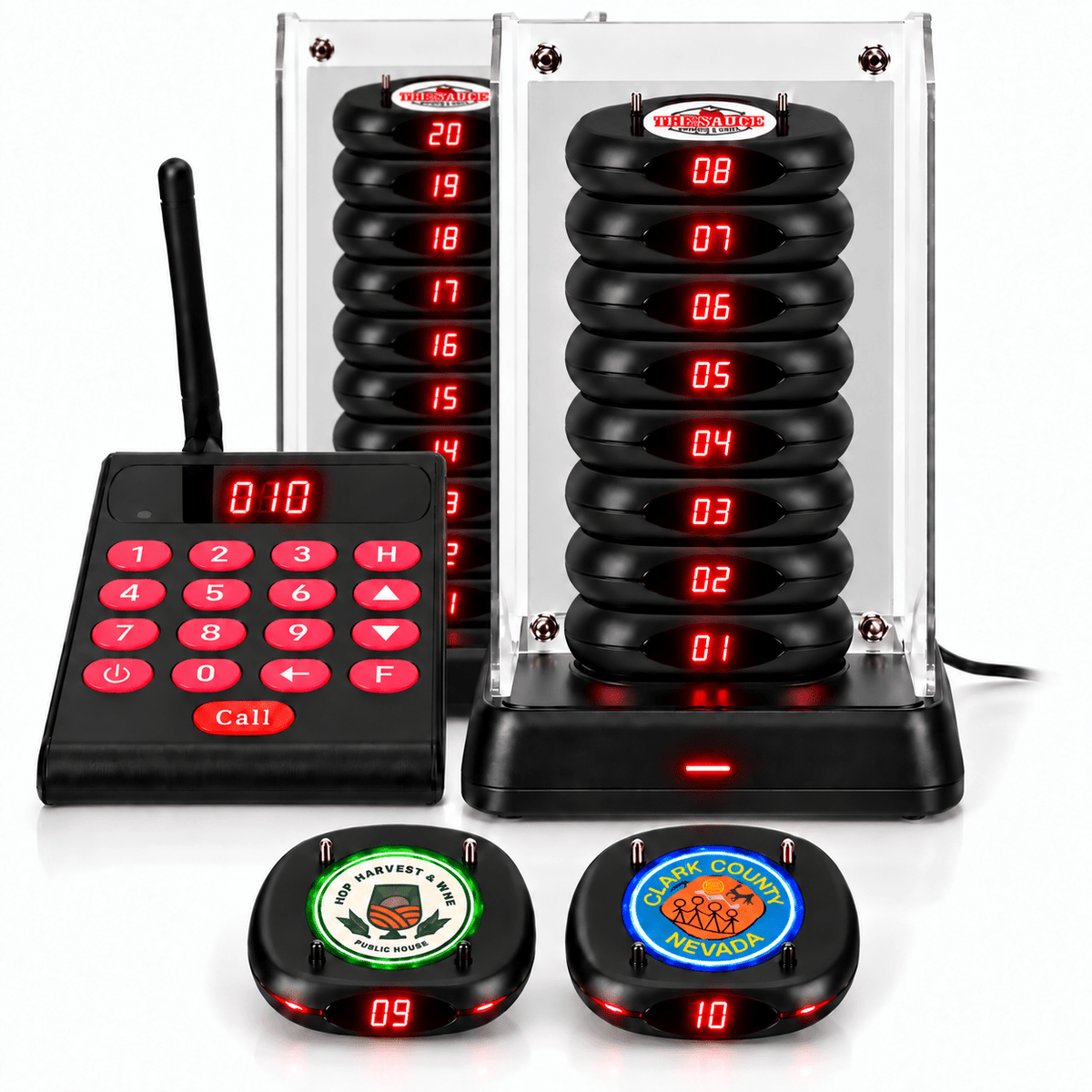 WPS161 Wireless Coaster Pager System Guest Buzzers with 500m Range - Pagerme