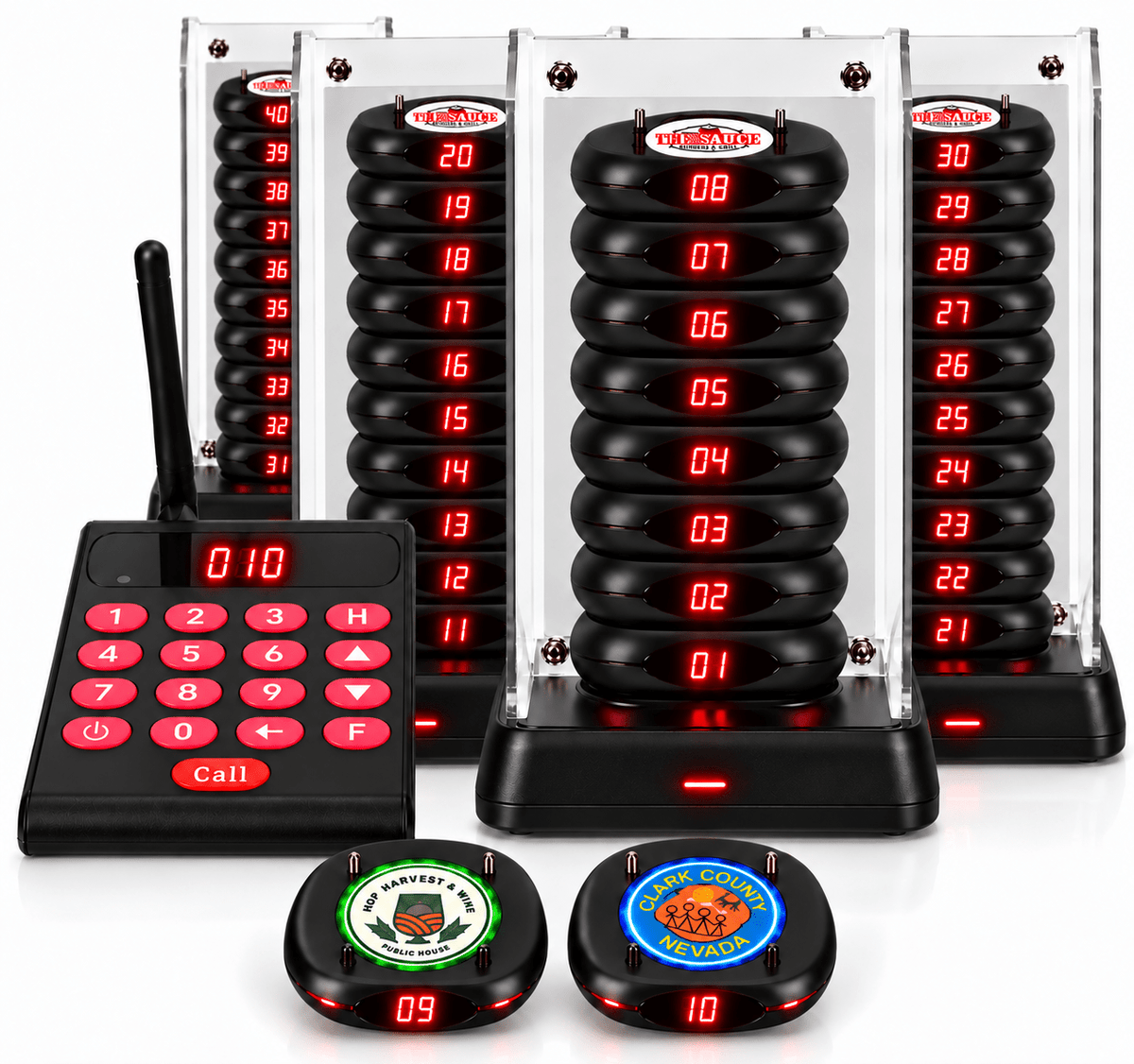 WPS161 Wireless Coaster Pager System Guest Buzzers with 500m Range - Pagerme