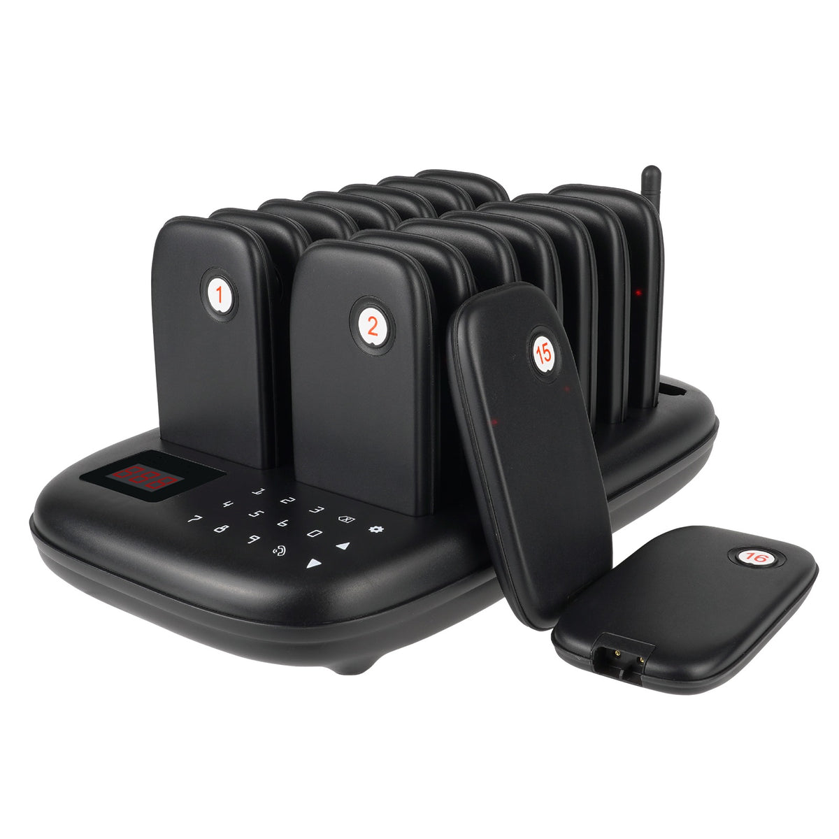 WPS175 Wireless Guest Pager System 16 Slim Pagers with 500m Range - Budget - Pagerme