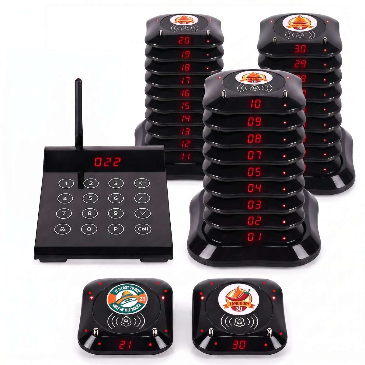 WPS164 Wireless Square Pager System Guest Buzzers, 800m Long Range
