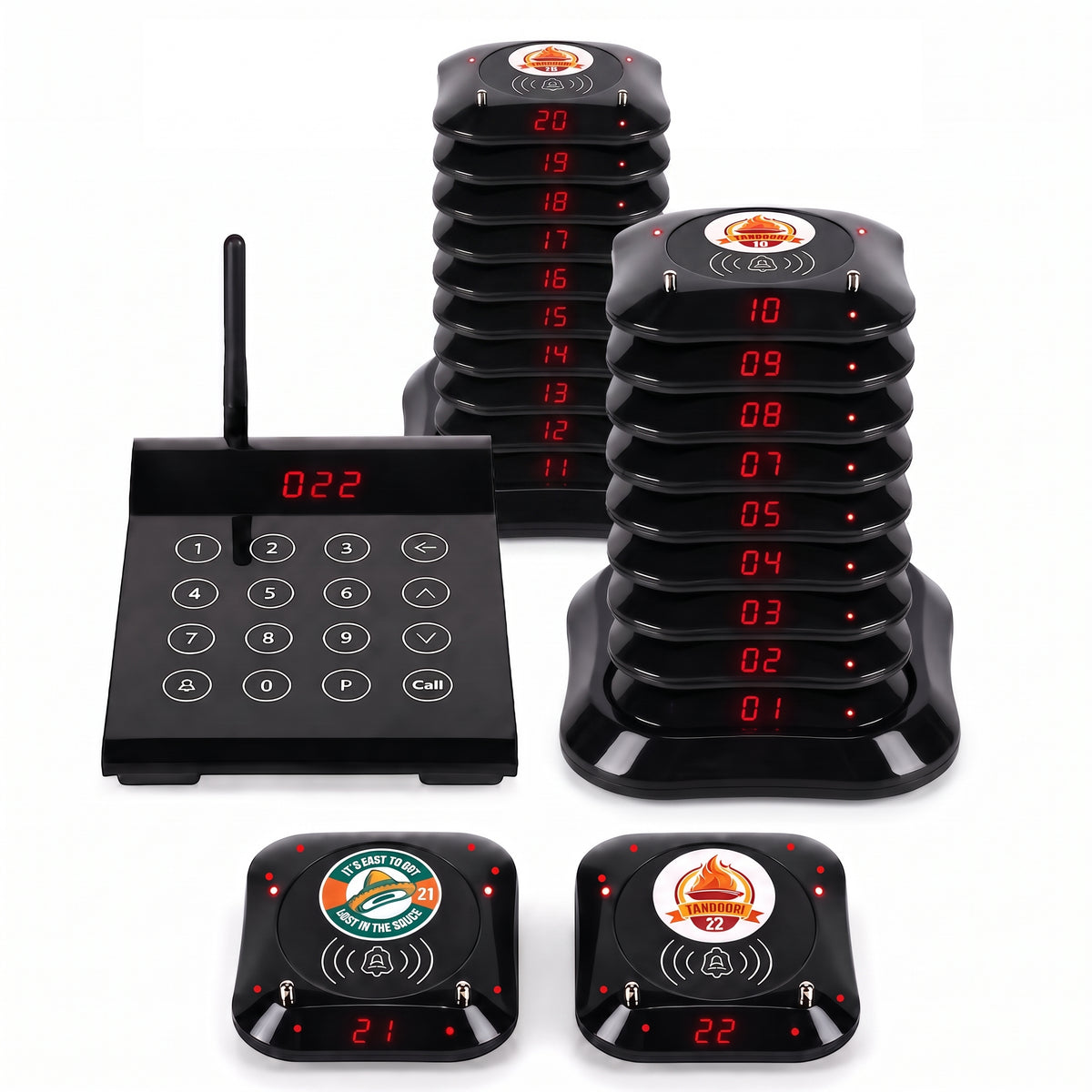 WPS164 Wireless Square Pager System Guest Buzzers, 800m Long Range