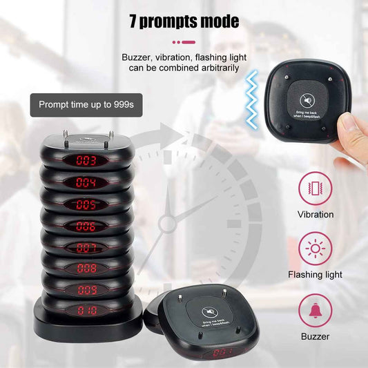 WPS161 Wireless Coaster Pager System Guest Buzzers with 500m Range