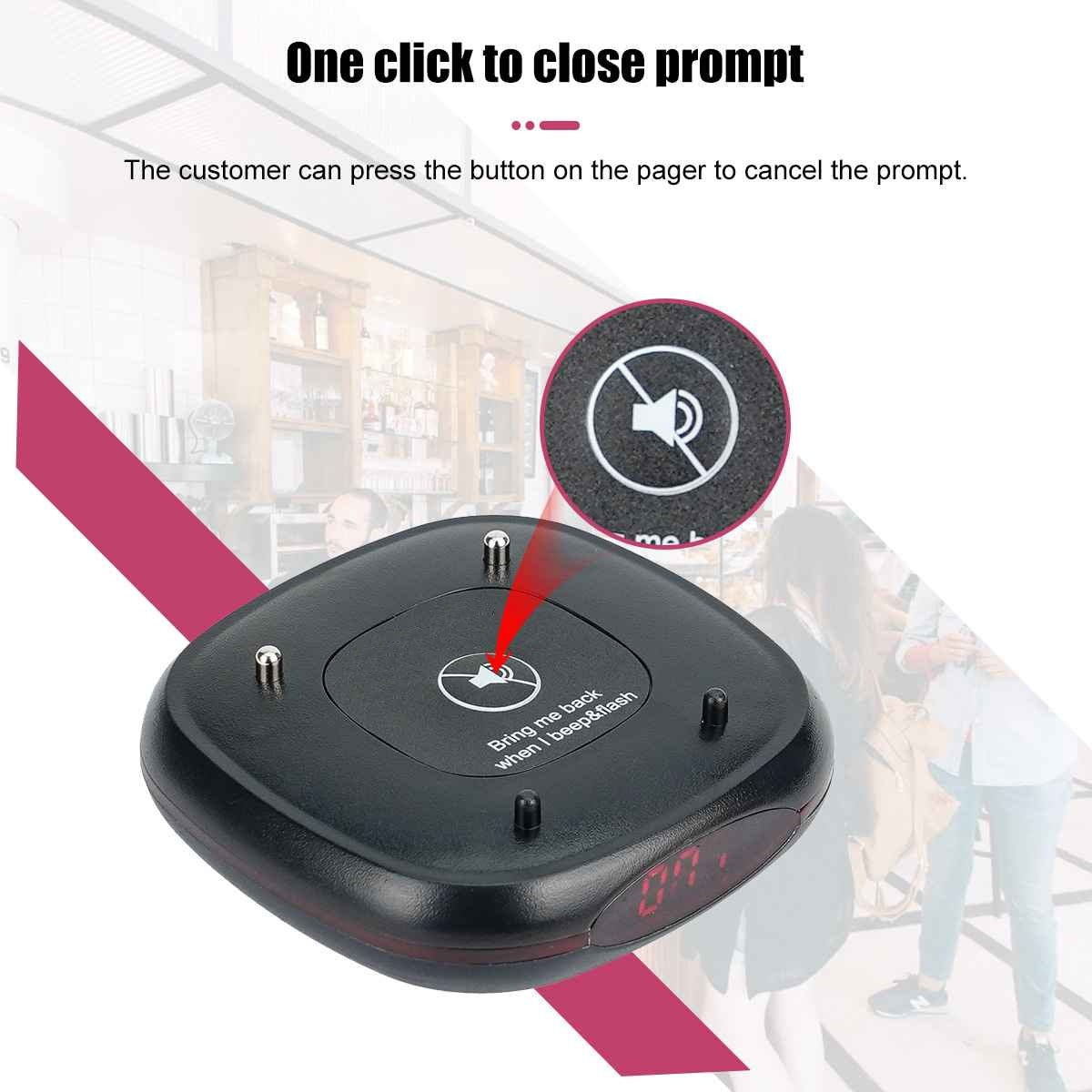 WPS161 Wireless Coaster Pager System Guest Buzzers with 500m Range