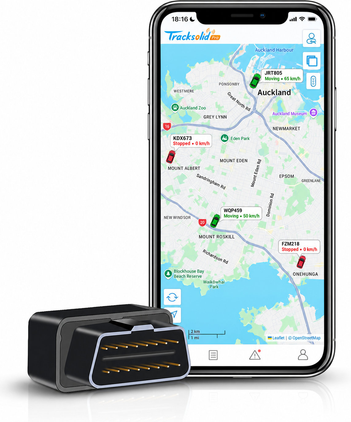 JimiLab VL505 OBD GPS tracker with TracksolidPro app live fleet map Auckland NZ - Pagerme