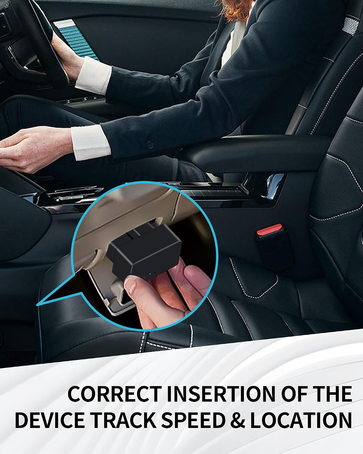 Plugging the VL505 GPS tracker into the car OBD II port to track speed and location - Pagerme