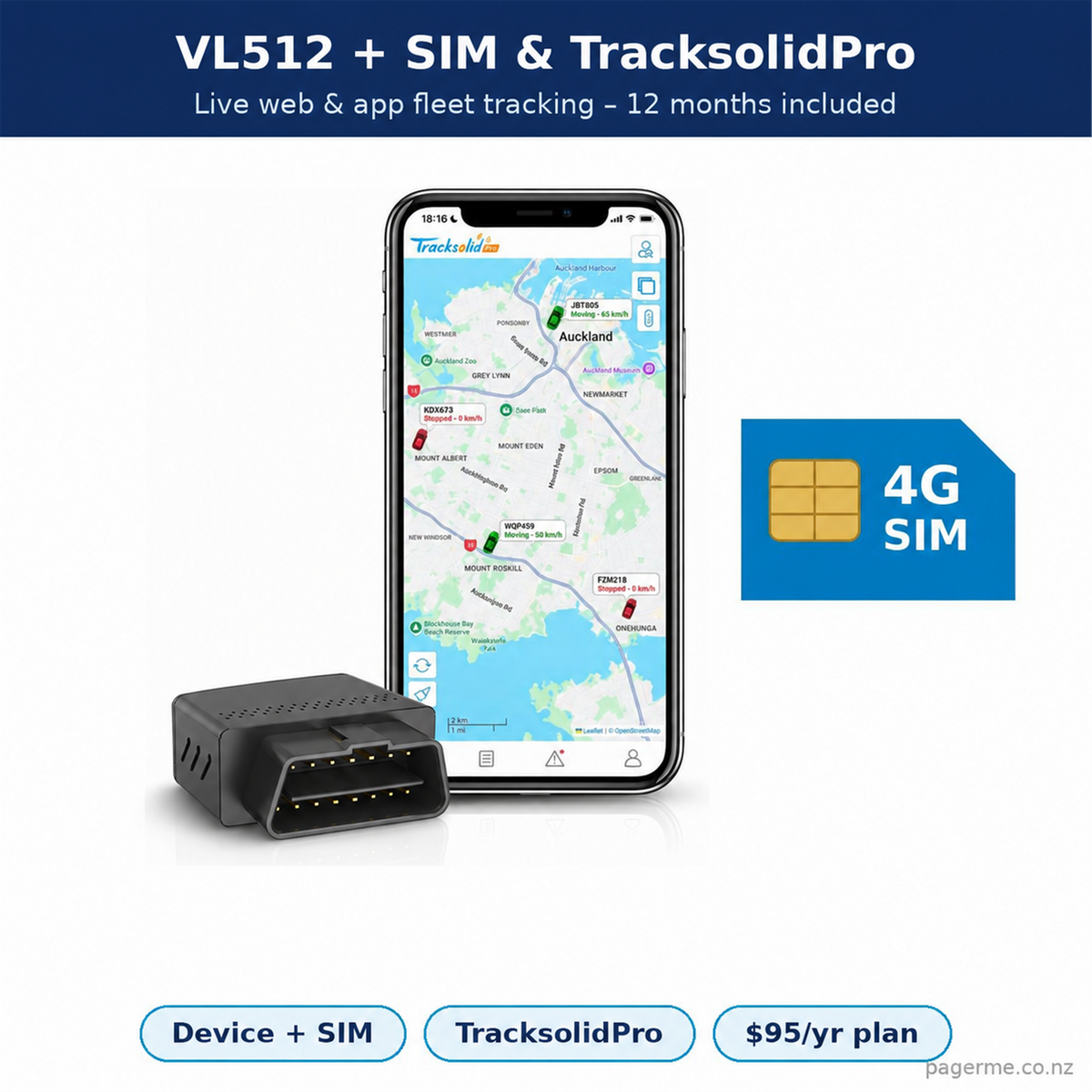 VL512 GPS tracker with 4G SIM card and TracksolidPro tracking ($95/year) - Pagerme