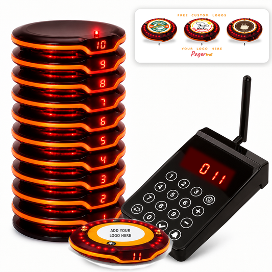 WPS203 Wireless Coaster Pager System Long Range 1000m Guest Pagers