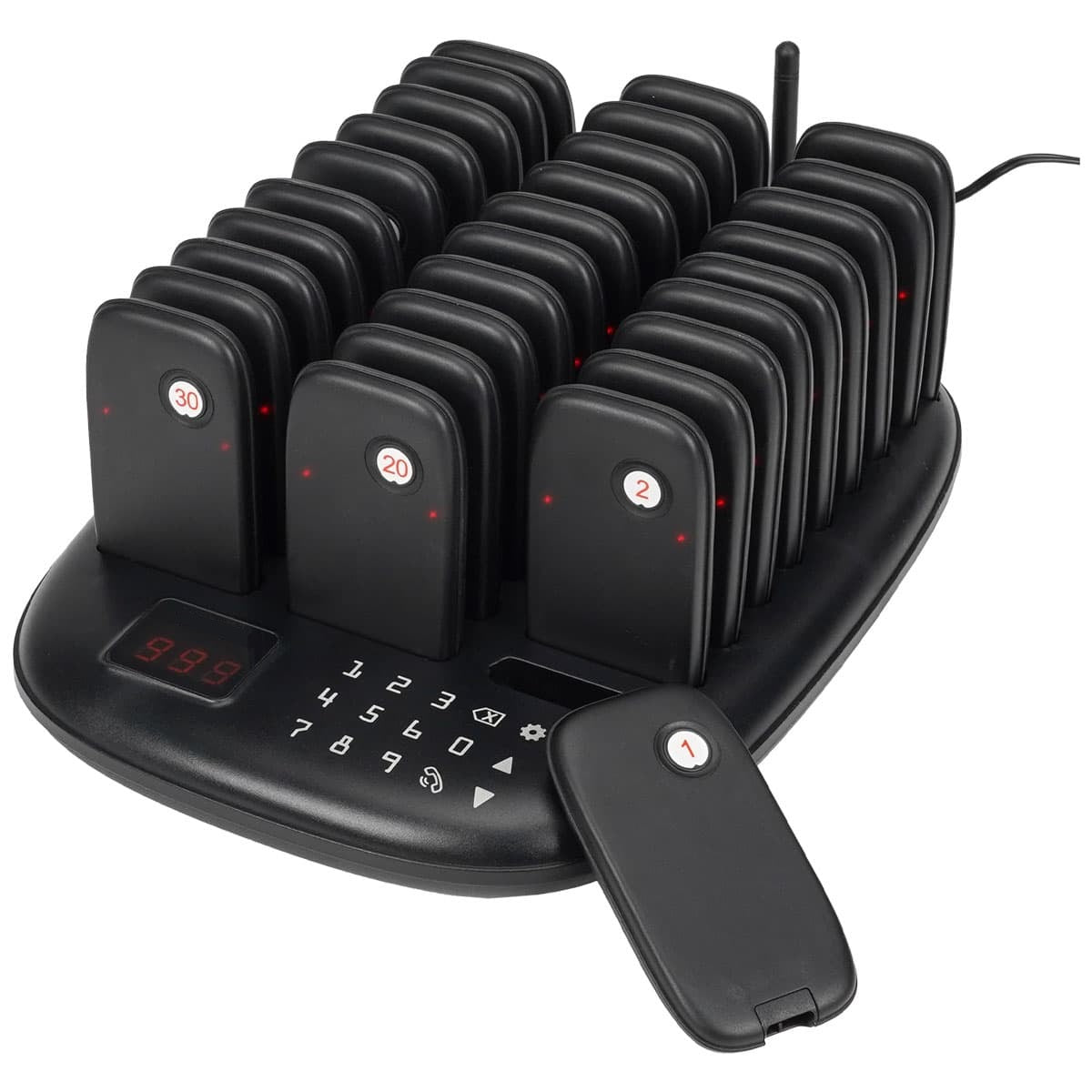 WPS175 Wireless Guest Pager System 30 Slim Pagers with 500m Range - Budget - Pagerme
