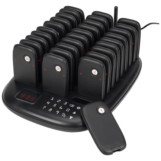 WPS175 Wireless Guest Pager System 30 Slim Pagers with 500m Range - Budget