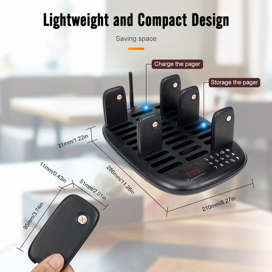 WPS175 Wireless Guest Pager System 30 Slim Pagers with 500m Range - Budget