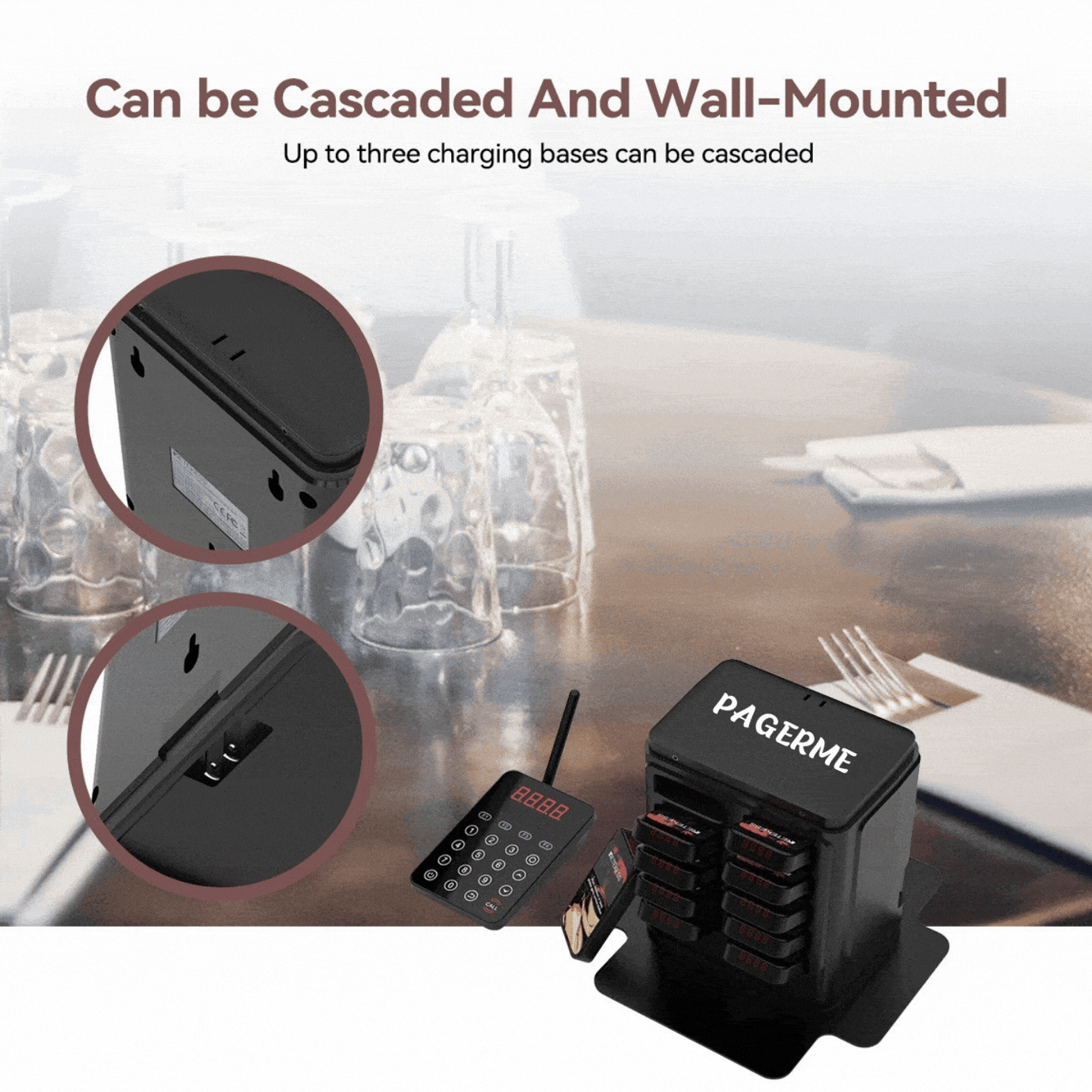 WPS177 Wall Mount Pager System Wireless Guest Paging Kit with 500m Range