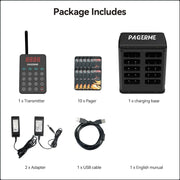 WPS177 Wall Mount Pager System Wireless Guest Paging Kit with 500m Range - Pagerme
