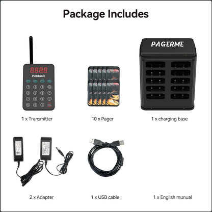 WPS177 Wall Mount Pager System Wireless Guest Paging Kit with 500m Range