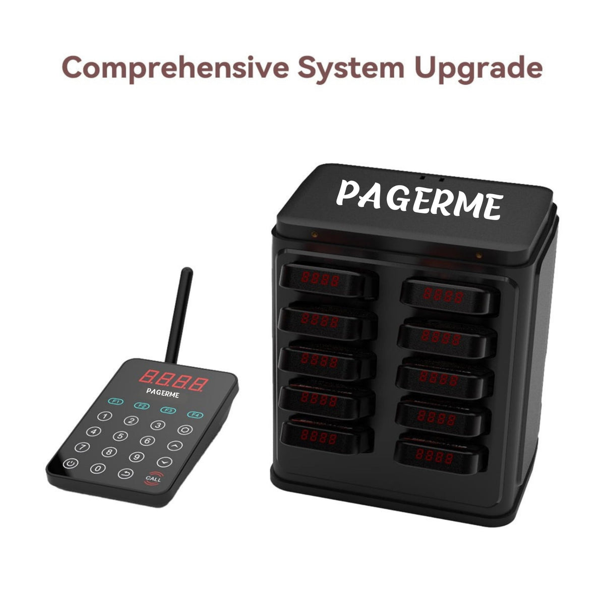 WPS177 Wall Mount Pager System Wireless Guest Paging Kit with 500m Range - Pagerme