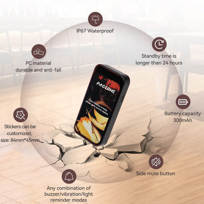 WPS177 Wall Mount Pager System Wireless Guest Paging Kit with 500m Range