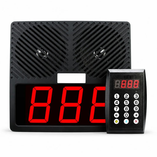 WCS101 Queue Calling System NZ – Wireless Dual Loudspeaker, LCD Display for Cafe Takeaways