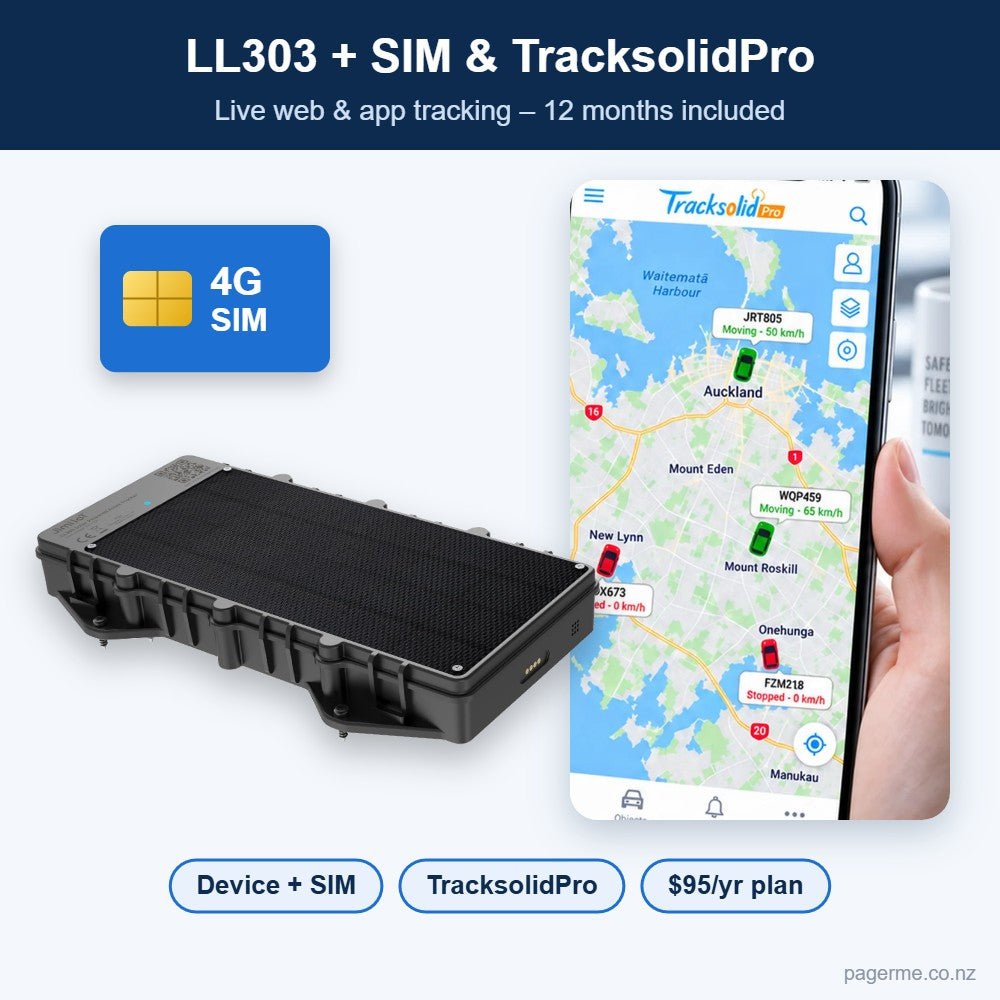 LL303 solar GPS tracker with 4G SIM card and TracksolidPro web & app tracking – $95 per year - Pagerme