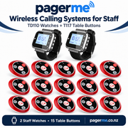 Two TD110 staff watches and fifteen T117 table buttons