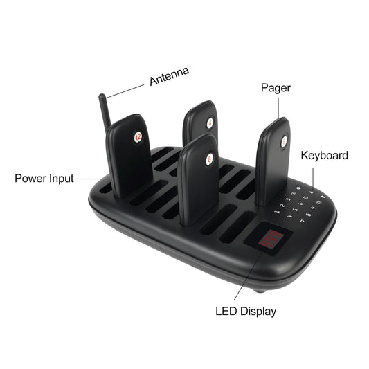 WPS175 Wireless Guest Pager System 16 Slim Pagers with 500m Range - Budget