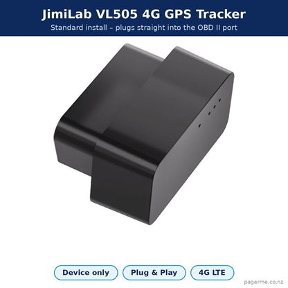 JimiLab VL505 4G OBD II GPS tracker – device only, standard plug-in install - Pagerme
