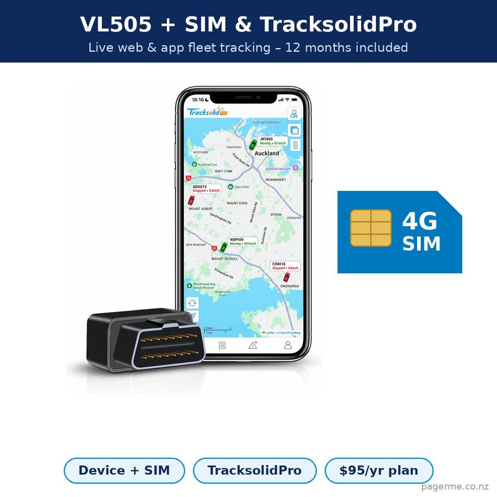 VL505 GPS tracker with 4G SIM card and TracksolidPro web & app fleet tracking - Pagerme
