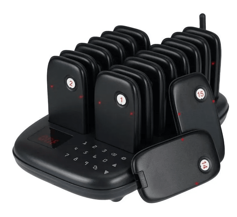 WPS175-30 Wireless Guest Pager System 30 Slim Pagers with 500m Range - Budget - Pagerme